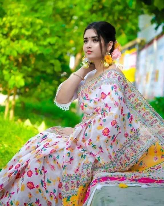 Hafl Silk Trendy Fashionable Afsan Print Saree for Women