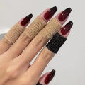 【The Edge of Beauty】SUMMER 24 pcs ZC Armor Red Nail Art Black French Nail Removable Nail Nail Nail Full Sticker Press On Nails. 