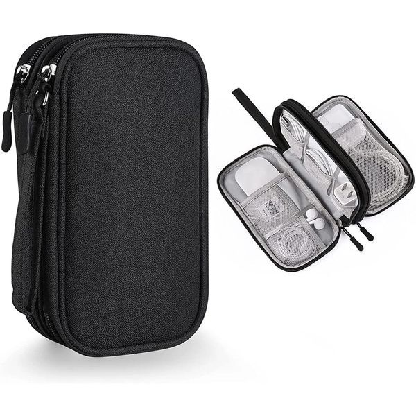 Electronics Accessories Storage Cases Cable Storage Bag with Zipper Dustproof Electronics Travel Organizer for Hard Cables Cords