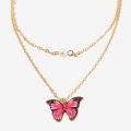 Trendy Fashionable Double Layer Pearl Chain Choker Butterfly Pendant Necklaces for Girls Simple Stylish New Collection 2024 - Necklace for Women Simple Stylish Fashion. 