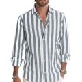 Men's Casual Blouse Shirt Stripe Printing Loose Tops Long Sleeve Tee Shirt Spring Autumn Casual Handsome Men's Shirts 2023 New.