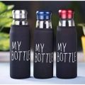 Crystal Clear Glass Water Bottle With Cover Bag My Bottle- 550ml. 