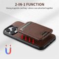 Magnetic For MagSafe Card Holder 2 in 1 Leather Phone Case For iPhone 15 14 13 12 Pro Max Ultra Shockproof Detachable Back Cover.