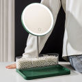 Self-designed LED cosmetic mirror with light, smart desktop vanity mirror, storage box, beauty shelf, and fill mirror. 