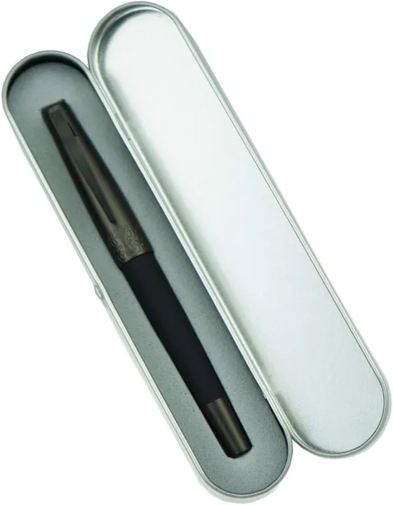 Hongdian 6013 Matte Black Fine Nib Fountain Pen with Metal Box Titanium Black Gift Pen Set