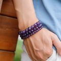 Natural Amethyst Bracelet Women Couple Natural Stone Bracelet Purple Quartz Bracelets 6 8 10mm Bead Bangles Jewelry Gifts. 