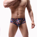 Fat Guy Panties Cross-Border European and American Large Size Big Bag Printed Men's Small Boxer Sexy Underwear Men B166. 