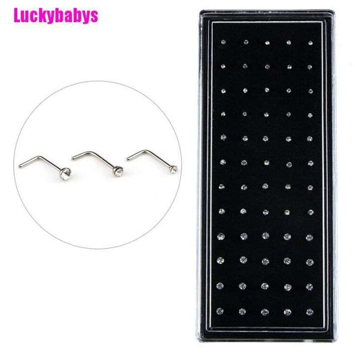 Luckybabys%2060PCS/Set%20Stainless%20Steel%20CZ%20Crystal%20L%20Shape%20Nose%20Ring%20Body%20Stud%20-%20Image%206