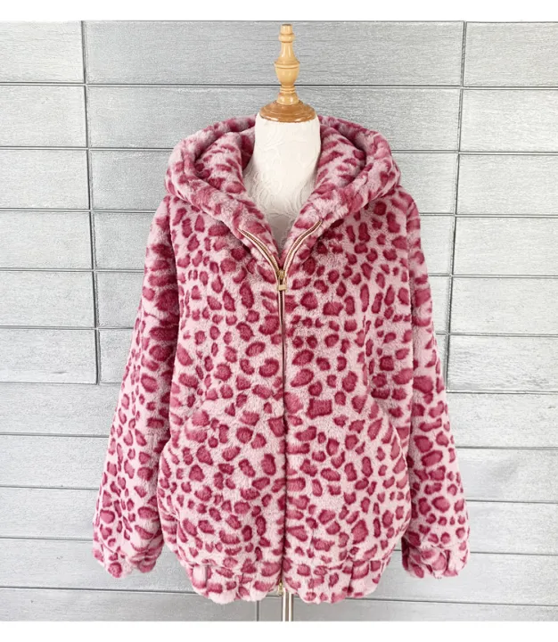 2Female%20Leopard%20Print%20Faux%20Fur%20Coat%20Loose%20Fashion%20Thickened%20Plush%20Hooded%20Jacket%20Women's%20Winter%20Coats%20Factory%20Direct%20Sales%20-%20Image%203