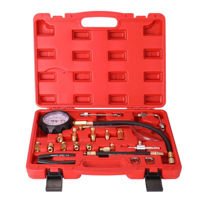 KOGEEK TU-114 0-140 PSI/0-10 ba-r Fuel Injection Pressure Meter Pump Tester Compression Pressure Gauge Gasoline TU114-1014G