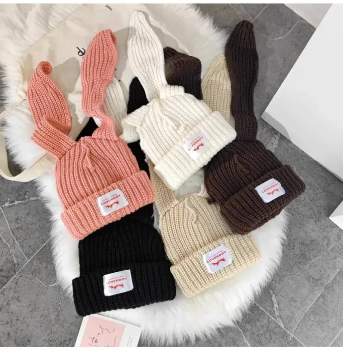 KPOP%20LE%20SSERAFIM%20Sakura%20ChaeWon%20Pink%20Knitted%20Hat%20INS%20Style%20Wool%20Rabbit%20Ear%20Hat%20Winter%20Warm%20Decorative%20Cap%20Couple%20Christmas%20Gifts%20-%20Image%206