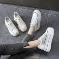 7cm Sewing Genuine Leather Women Wedge Shoes Platform Wedge Sneakers High Heel Breathable Female Casual High Shoes. 