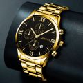 GENEVA Fashion Mens Watches Luxury Gold Stainless Steel Quartz Wrist Watch Men Business Casual Calendar Clock Panlalaking Relo.