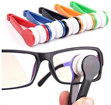 Microfiber Portable Eyeglass Spectacles Sunglass Lens Cleaner Brush Clip Specs Cleaning Tool With Key Hole Microfiber Cloth Handle Reading Glasses