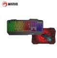 MARVO CM306 Rainbow Backlight Membrane Gaming Keyboard and Mouse Combo with Thick Mouse Pad. 