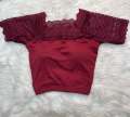 Short Sleeve Round Neck Readymade paded Lace Net Blouse for Women & Girls by now in amena fashion.