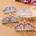 Children Tiaras Crowns Small Kids Girls Birthday Party Show Coloful Rhinestone Crystal Hair Comb Crown Princess Headwear.