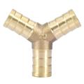 Brass Y 3-Way Hose Barbed Connector Joiner Fitting Air Water Gas OD 6/8/10/12/14/16mm. 