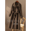 High Quality Worsted 80% Wool Lace-up Long Trench Coat Women Casaco Feminino Inverno Abrigo Invierno Para Mujer. 