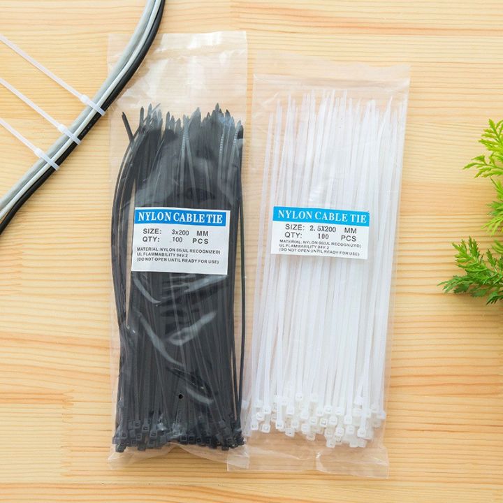 100 Pieces 6 Inch (4x150mm) Electric Cable Tie White / Black Self Locking Nylon Cable Wire / Zip Ties