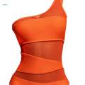 Women Swimsuit Beachwear Padded Cup 1 Piece Bikini for Holiday Surfing Beach XL Orange. 