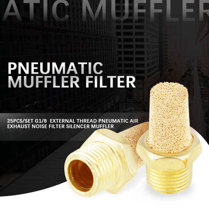 25pcs/set solenoid valve pneumatic muffler filter noise silencer G1/8 external thread air exhaust