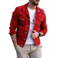 Men's Jacket 2023 New Mens Denim Jacket Slim Fit Fashion Casual Pocket Jacket Coat Men Handsome Spring Autumn Classic Red Coat.