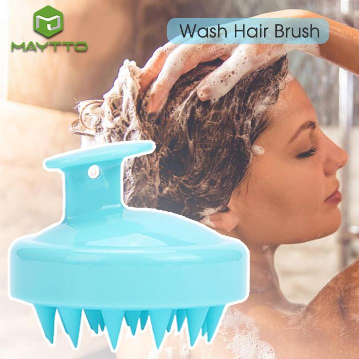MAYTTO Hair Wash Brush Head Body Scalp Massage Brush Silicone Head Anti Dandruff Shampoo Haircare Massager Comb