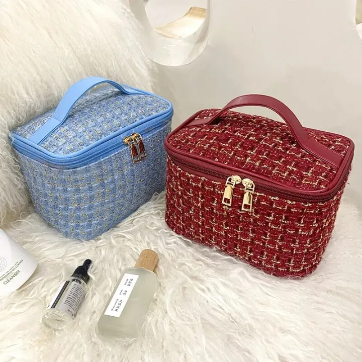 New%20Korean%20plaid%20portable%20small%20fragrance%20makeup%20bag%20Large%20capacity%20portable%20toiletry%20storage%20bag%20makeup%20box%20travel%20-%20Image%206