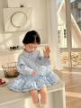 Pink House Shirt Dress 2024 Spring and Autumn New Foreign Style Girls Lapel Long Sleeve Princess Dress Children's Skirt Tide. 