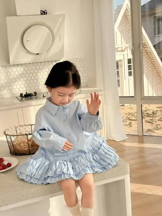 Pink%20House%20Shirt%20Dress%202024%20Spring%20and%20Autumn%20New%20Foreign%20Style%20Girls%20Lapel%20Long%20Sleeve%20Princess%20Dress%20Children's%20Skirt%20Tide%20-%20Image%206