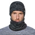 Winter Beanie Hats Scarf Set Warm Knit Hat Skull Cap Neck Warmer with Thick Fleece Lined Winter Hat and Scarf for Men Women.