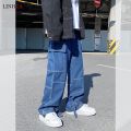 LINHUA Men Wide Leg Jeans Mens Spring cargo pants Hip Hop Streetwear New Loose Straight Baggy Denim Pants Male work jeans.