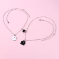 Lovecryst 2Pcs/set Cute Black and White Ghost Magnet Best Friend Necklace for Girls BFF Friendship Jewelry Gift.