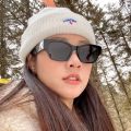 Korean version of Internet celebrity square Xiaohongshu sunglasses for women, high-end sense ins2024 new white frame sunglasses anti-UV-. 