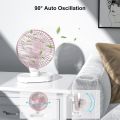 USB Desk Fan, 4 Speeds, Oscillating USB Rechargeable Fan with 4000mAh Battery, Micro/Type C Input, Quiet Personal Mini Fan for Home Office. 