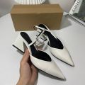TRAF White Pumps Women 2024 Spring Thick Heels High Heels Women Sandals Fashion Pointed Elegant Office Woman Heeled Shoes. 