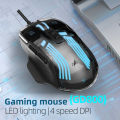 Ninja transparent wired gaming mouse with 4 levels of DPI sensitivity, high sensitivity, cool gaming lights and multiple function keys. 