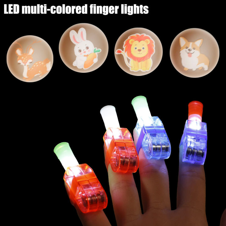 1/5/10PCS Cartoon Finger Projection Lamp Finger Lamp Ring Lamp LED Children's Luminous Toy Early Teaching Tool