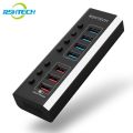 RSHTECH USB Hub Multi USB Splitter 7Ports Multiple Expander 3.0 Hub 5Gbps Data Transfer QC3.0 36W Individual On/Off Switches.