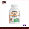 Bronson Vitamin K2 + D3 Minis (MK7) with D3 Lower Dose 45mcg & 1000 IU - 360 Tablets. 