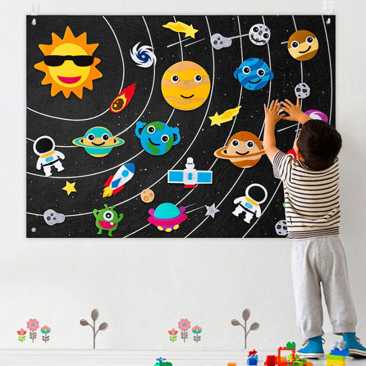 Kids DIY Felt Board Toys Montessori Story Board Ocean Farm Insect Animal Cartoon Pattern Wall Decoration Baby Early Learning Toy SnowWhite