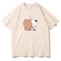 Panda Bear Bubu and Dudu They're Kissing T-shirts Women Cartoon T Shirts 100% Cotton High Quality Summer High Street Casual Tees. 