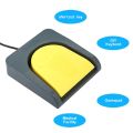 PCsensor USB Single Foot Switch Control One Key Customized Computer Keyboard Action Pedal Grey with Yellow.