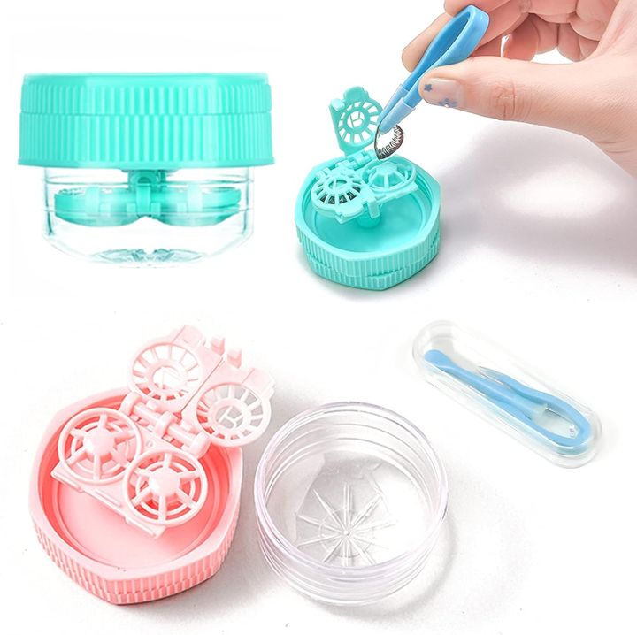 Manually Contact Lens Washer Cleaner Cleaning Lenses Case Eyewear Accessories Cleaning Contact Lens Case Container #Flatwasher