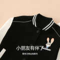 Children's clothing girls' autumn coat spliced baseball Zhu Xiaodi printed cartoon jacket cut size special offer. 