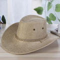 Wide Brim Cowboy Hat Protective Sunscreen Unisex Sheriff Cap Adjustable Wind Rope Western Hat for Horseback Riding Fishing.
