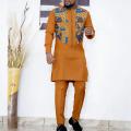 African Traditional Clothing for Men Dashiki Printed Coats Ankara Pants 2 Piece Set Tribal Suit Jacket Bazin Riche A2116061. 