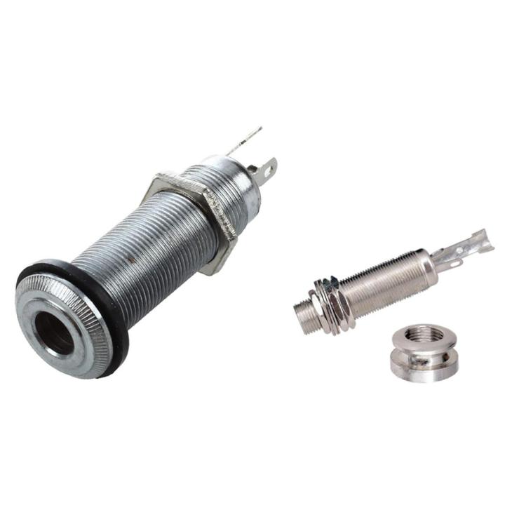 1x 1/4 Inch Chrome Cylinder Flush Mount Jack & A1347 1 Piece Guitar Bass End Pin Output Jack 1/4 Inch Mono or Stereo