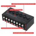 Stereo 6-Way Passive Mixer 6 in 2 Out Stereo Distributor Volume Control No Required. 
